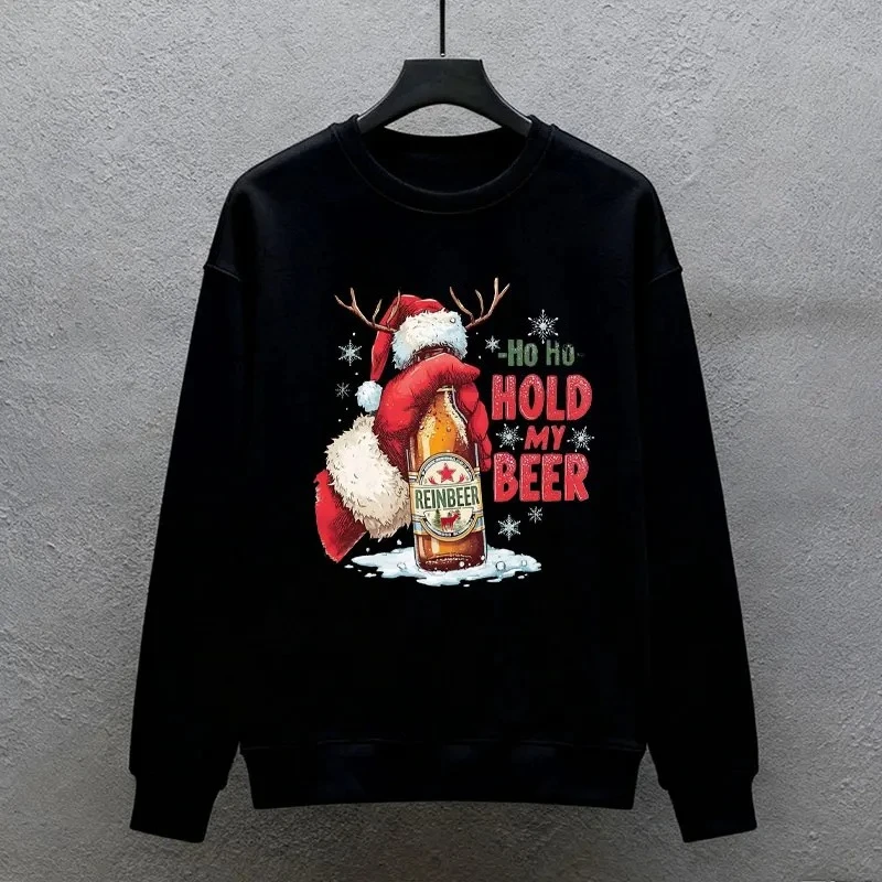 2026 Nuovo Hold My Beer Natale Harajuku Donna Natale Divertente Natale Felpa alla moda Inverno Manica lunga Pullover Felpe calde