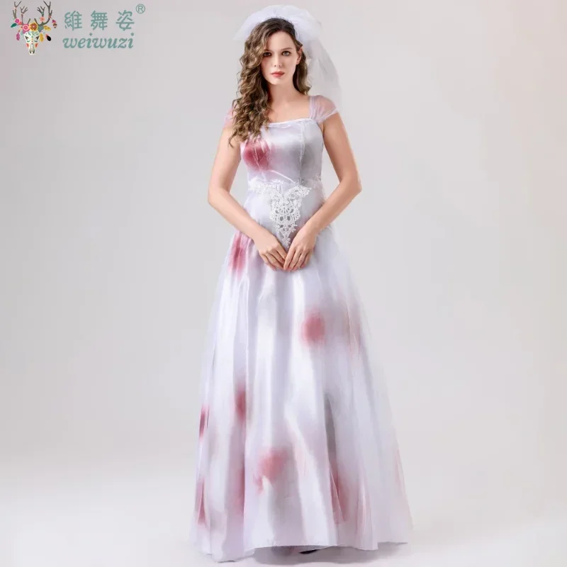 Карнавальный Хэллоуин Леди Делюкс Труп Невесты Костюм Скелета Мексиканский День Мертвых Призрачный Наряд Косплей Необычное Вечернее Платье