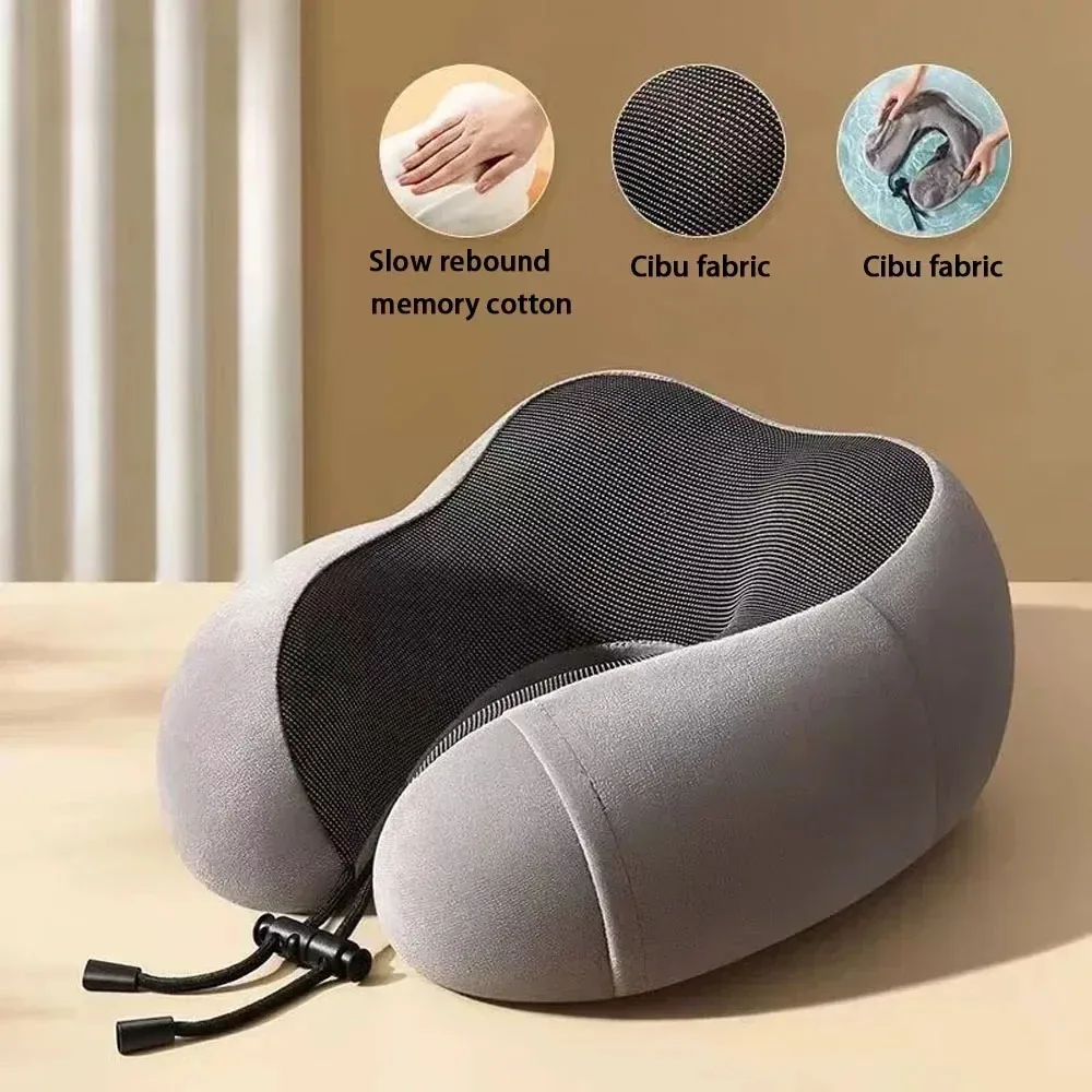 2024 Memory Foam U-shaped Pillow Neck Support Travel Portable Student Sleeping Aid Airplane Pillow Neckrest U-pillow