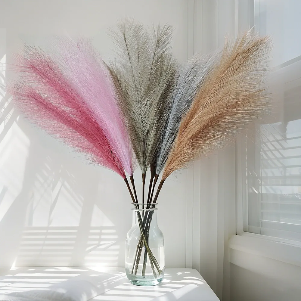 

10pcs Faux Pampas Grass, Pampas Grass For Floor Vase, Pampas Grass Decor Tall For Vase Fillers, Boho Rustic Farmhouse Home Decor