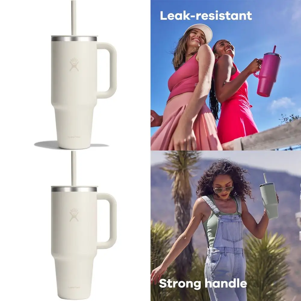 

Термокружка из нержавеющей стали Ivory 40 унций с ручкой, крышкой и соломинкой