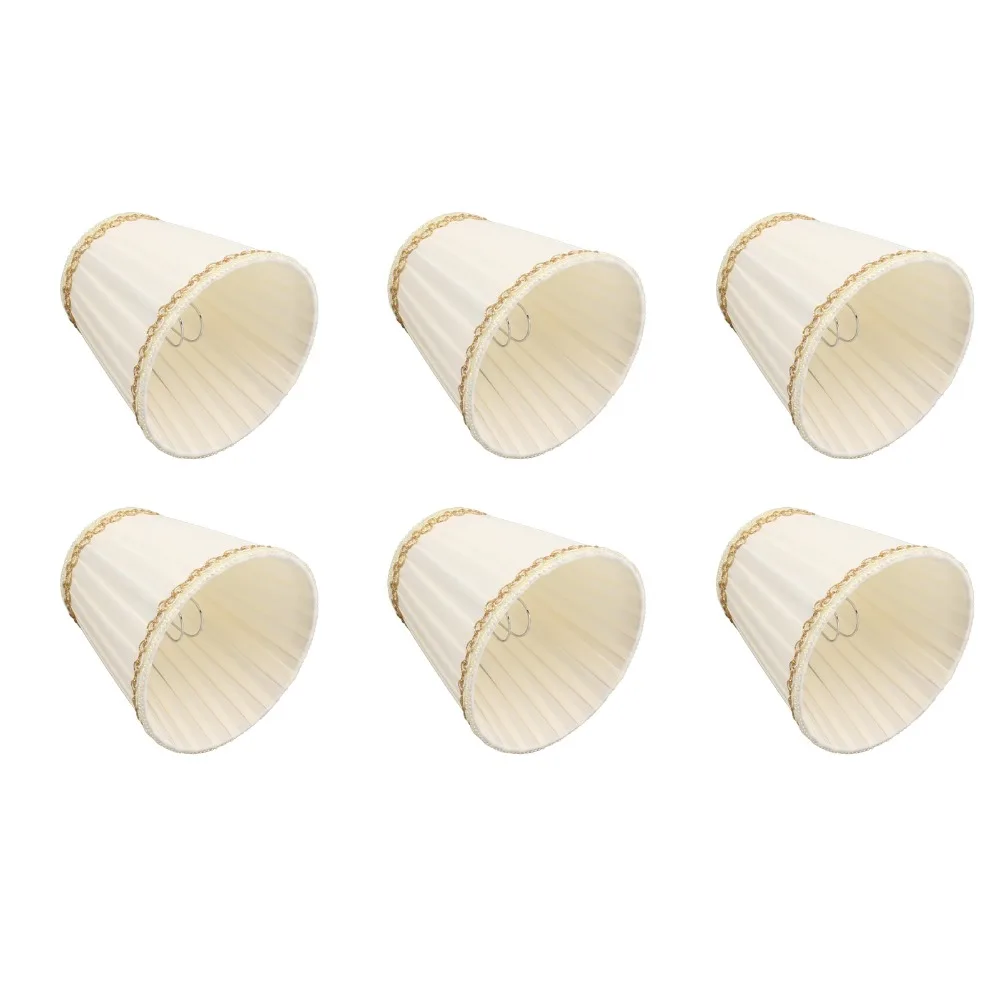 

6PCS Modern Fabric Lampshade Clip On Design 5.1 inch Height Chandelier Lamp Shades Small Lamp Shades Wall Lamp
