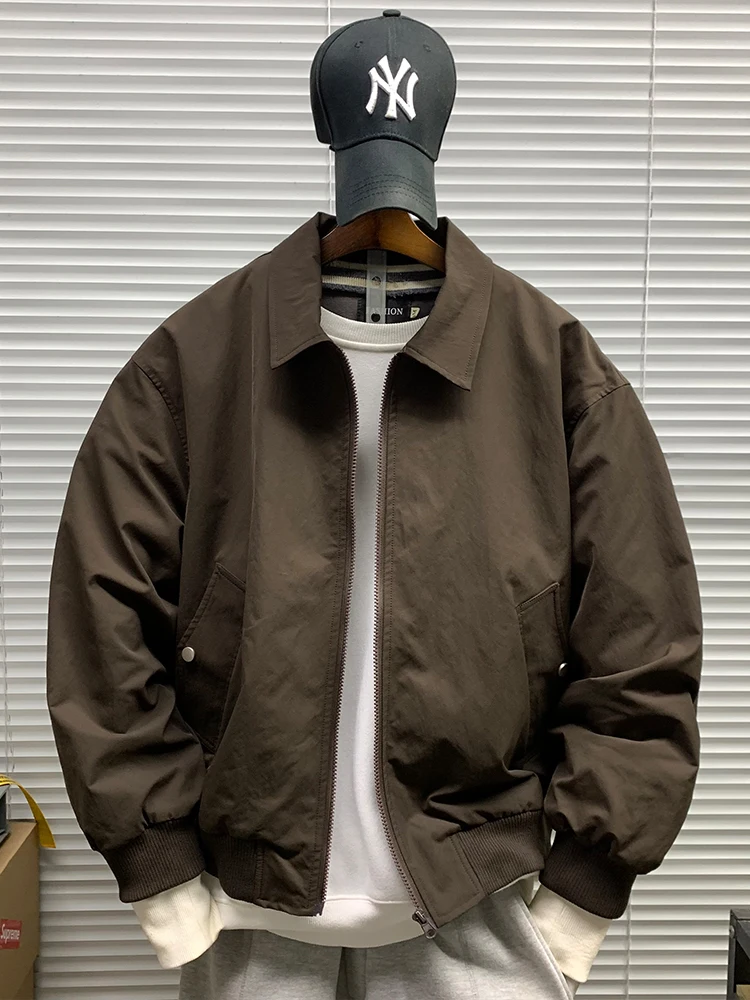 

Casual American Sle Men's Jaet 2025 Spring Autumn New Flip Collar Adstrative Loose High Street Versatile Functional Coat