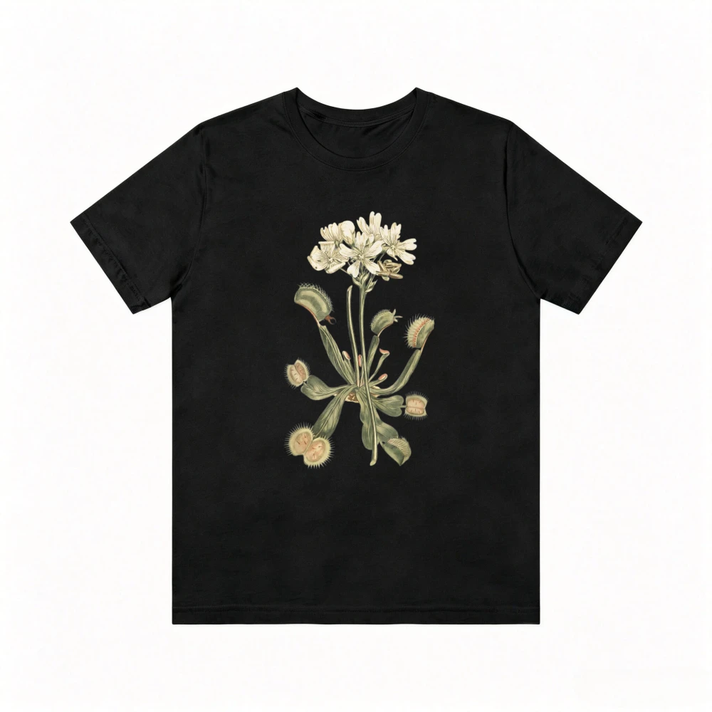 Carnivorous Plants Fly Trap Flower Graphic Printed Vintage Classics T-Shirt Casual Fashion Loose Harajuku Short Sleeve Tshirt