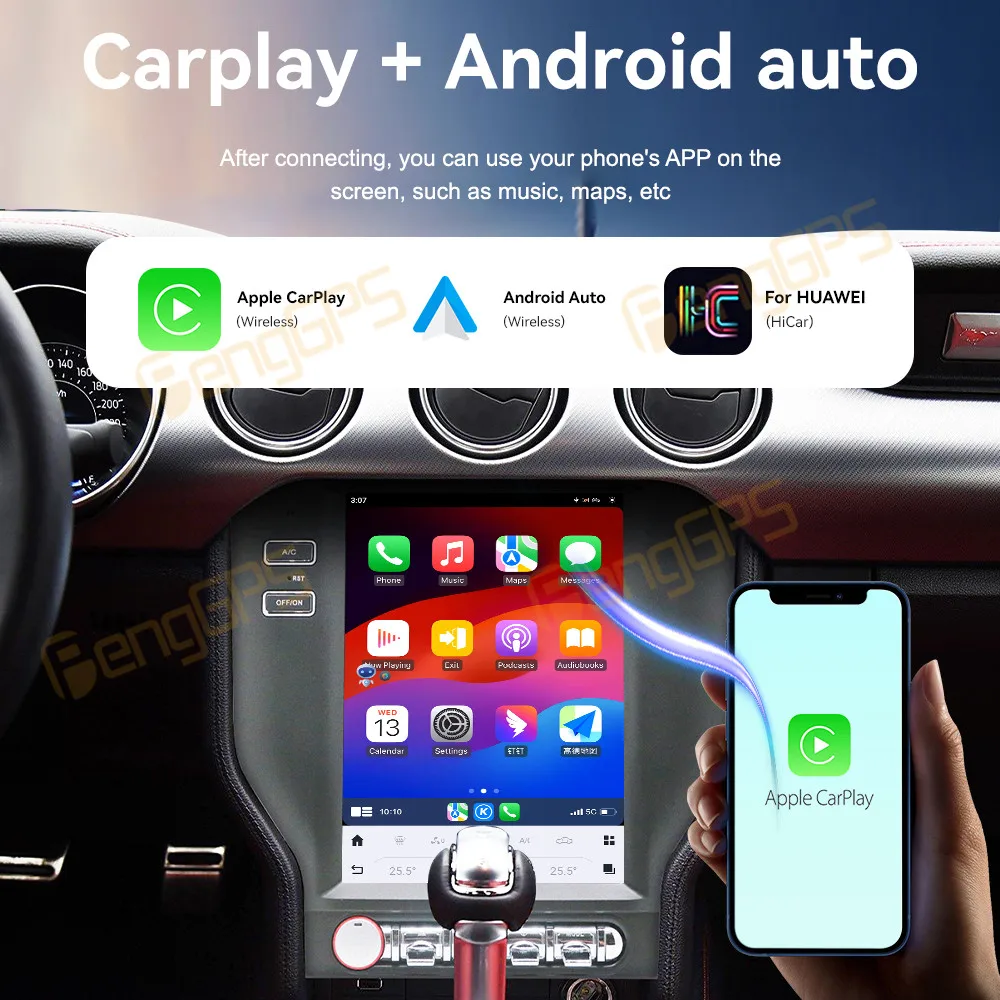 أندرويد 13 راديو السيارة Carplay لفورد موستانج 2014-2021 الوسائط المتعددة مشغل ديفيدي فيديو ستيريو 10.4 "شاشة نظام تحديد المواقع والملاحة المضيف DSP