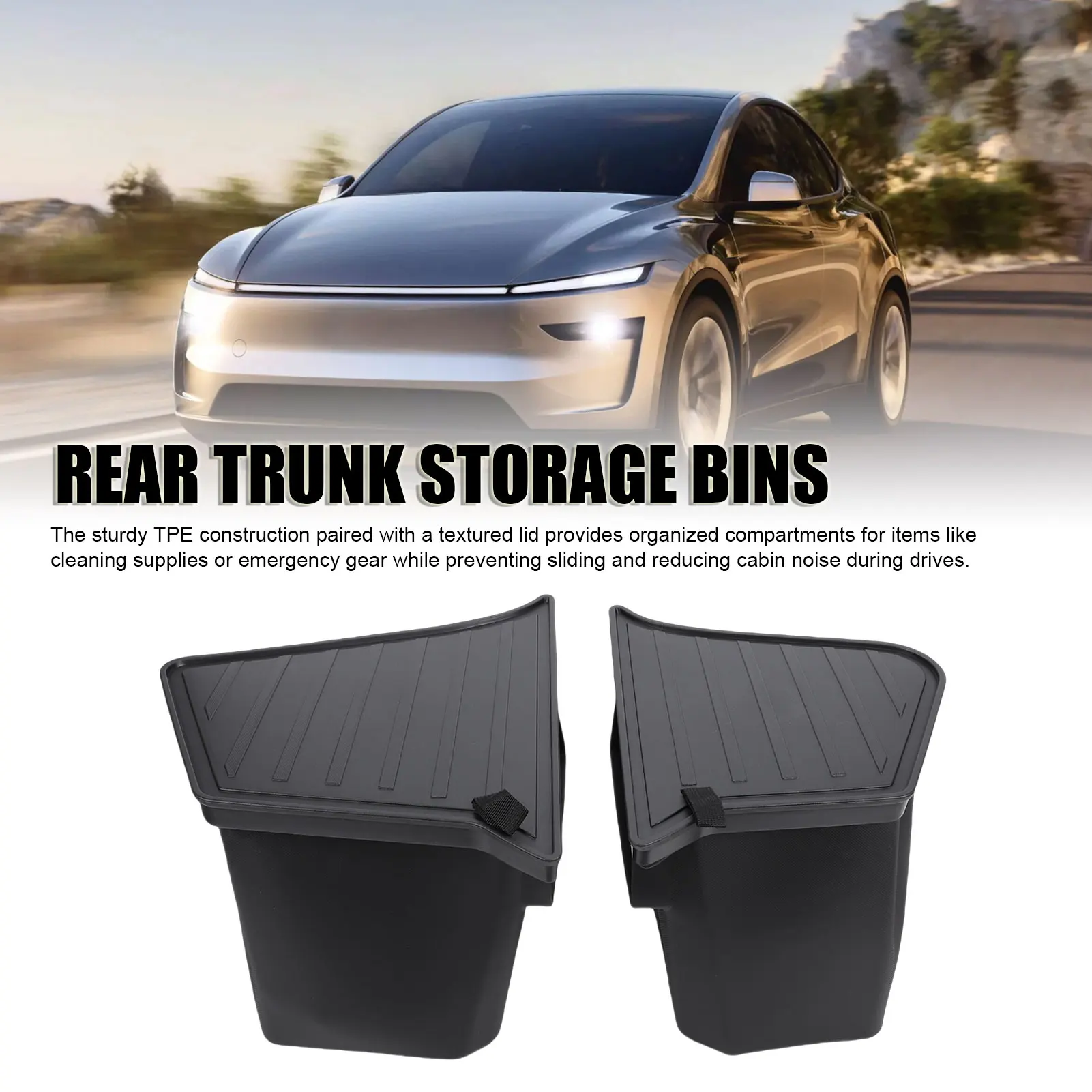 Rear Trunk Side Storage Bins Storage Boxes with Lids Large Capacity Replacement for Model Y Juniper 2025 2026
