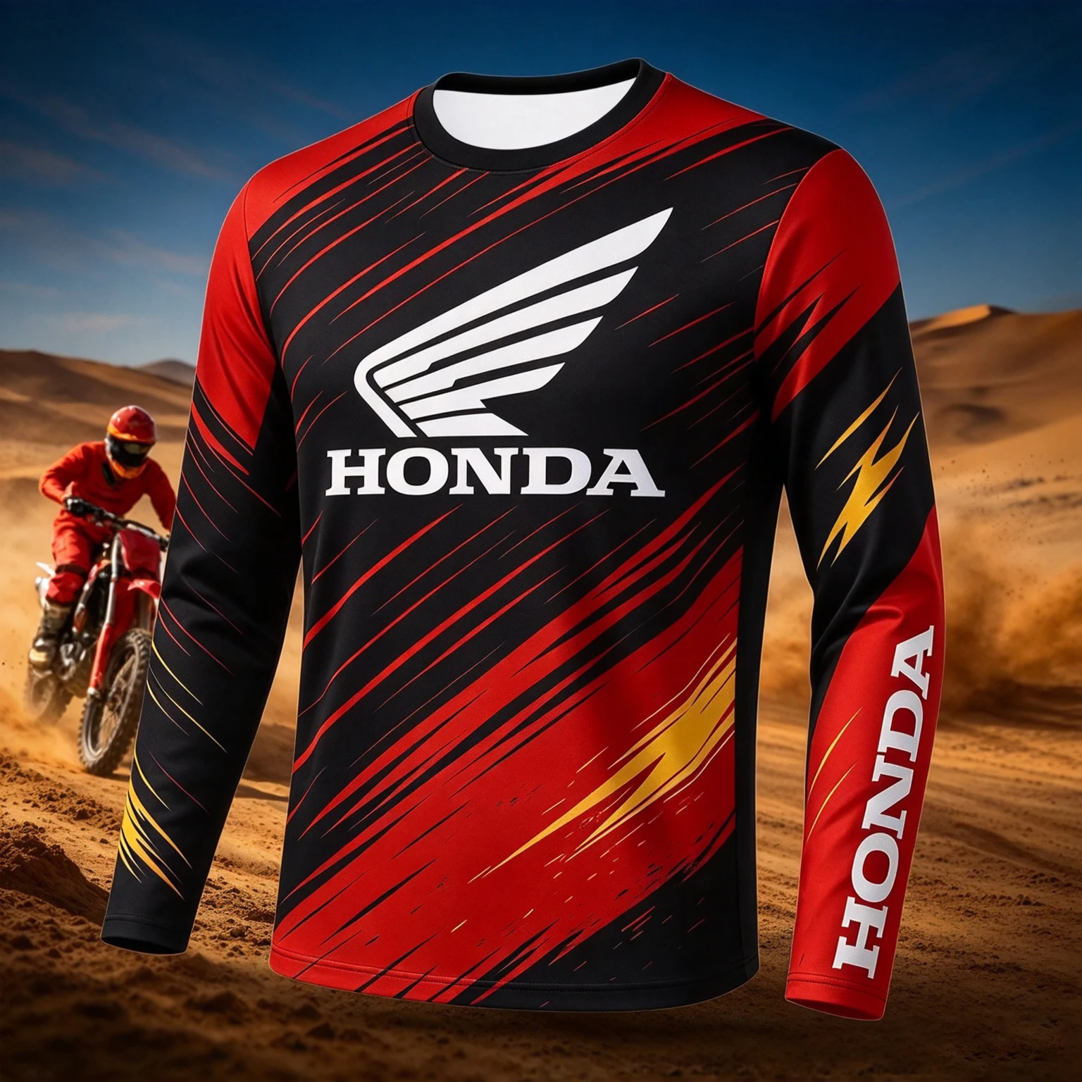Motocross Neues Trendiges Herren- und Damen-Motociclista Biker Honda Schnelltrocknendes Atmungsaktives Langarm-T-Shirt für Motorradfahrer – Detail 5