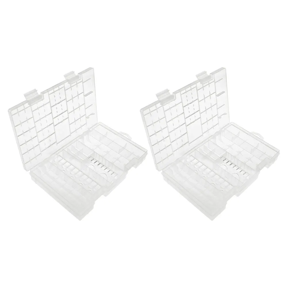 

2Pcs Clear Organizer Box Plastic Storage Case with Compartments for D Aa Aaa C Batteries Compact Protective