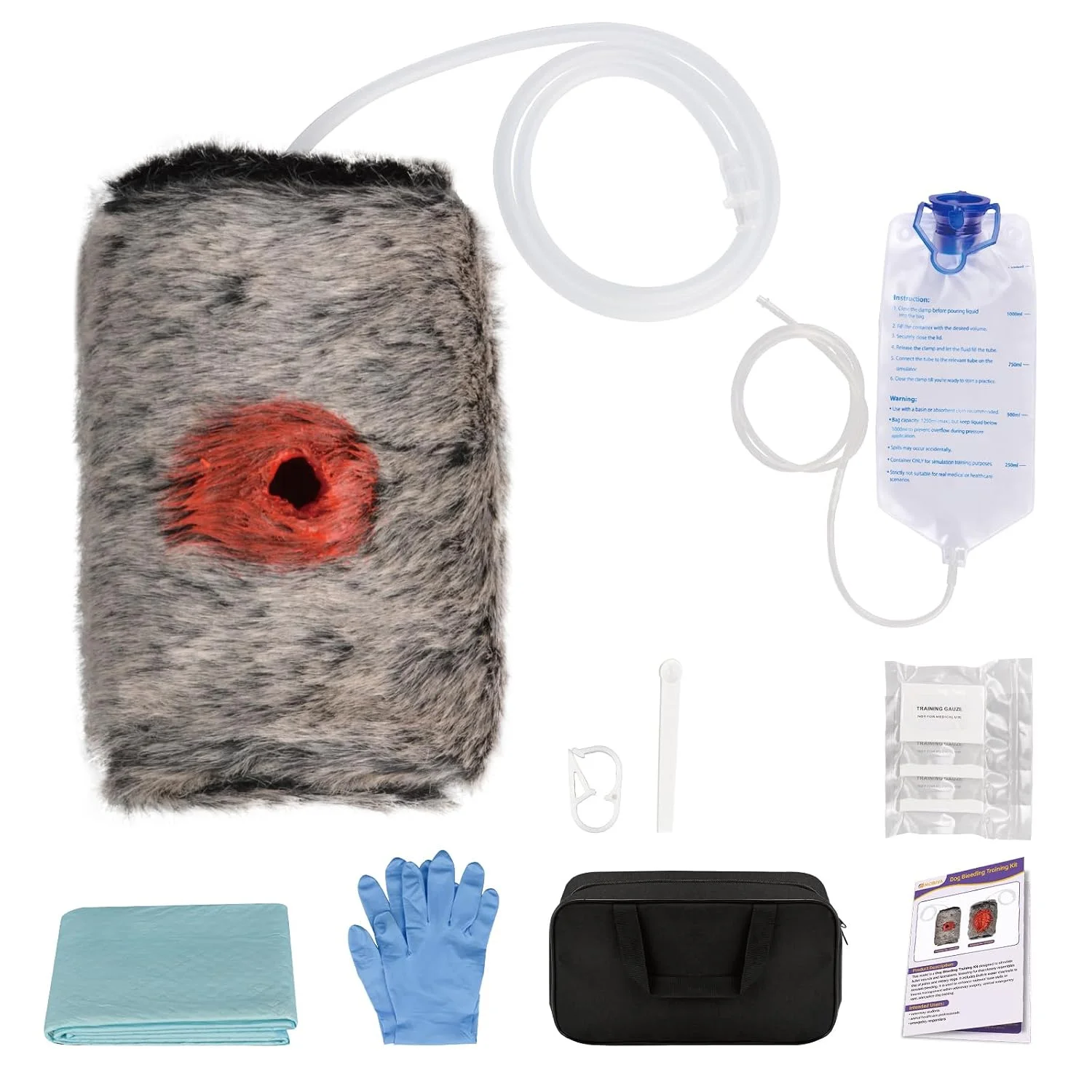 Reusable Dog Bullet Wound Model Gunshot Wound Packing Care Bleed Control for Veterinary Training Animal Emergency Education