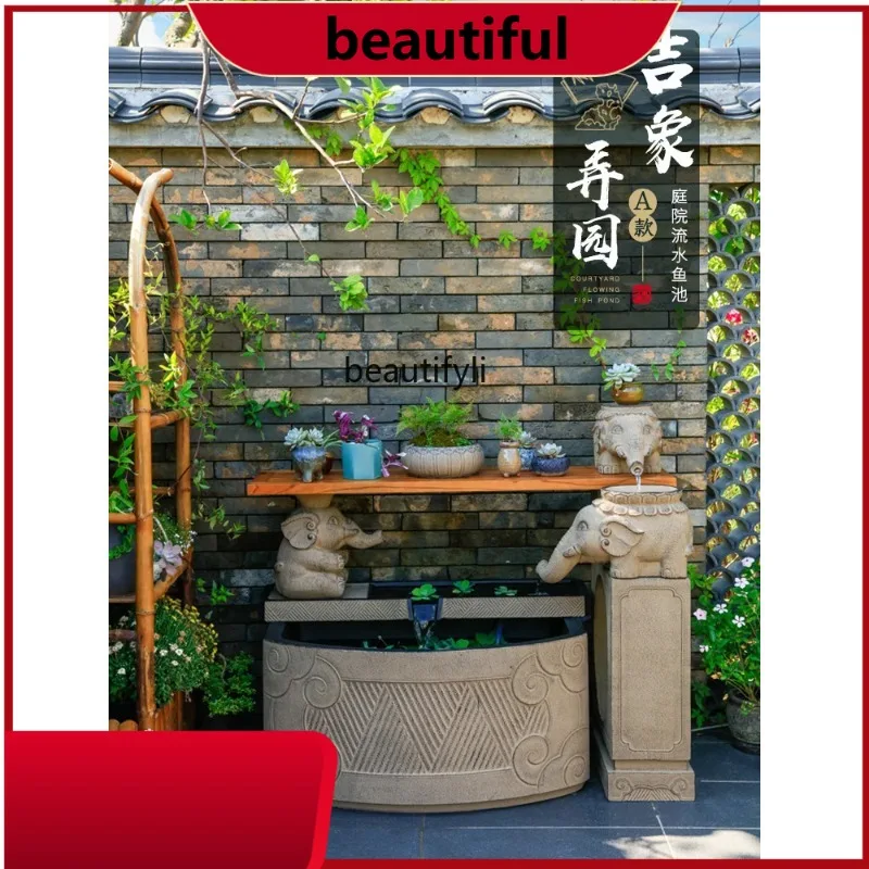 Large Floor Water Fish Pond Courtyard Layout Outdoor Decoration Circulating Water Fountain Water Landscape Decoration