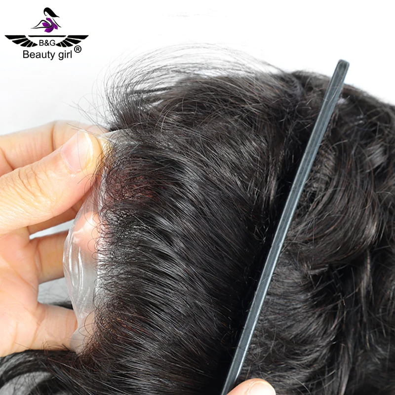 

Natural Hairline Toupee For Men Size 9*11 Inches Human Hair Men Toupee Base Pu Thin Skin Toupee Man Hair System