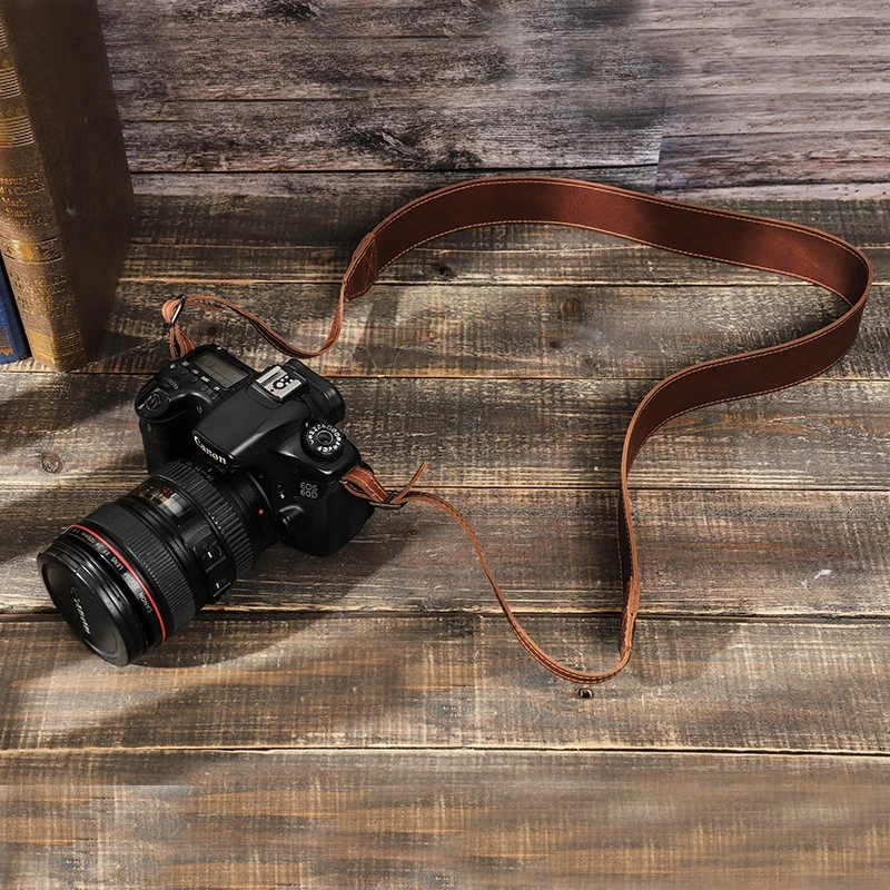 Vintage Crazy Horse Leather Camera Strap Comfortable and Convenient Outdoor Travel Double-Sided Leather Digital Camera Strap