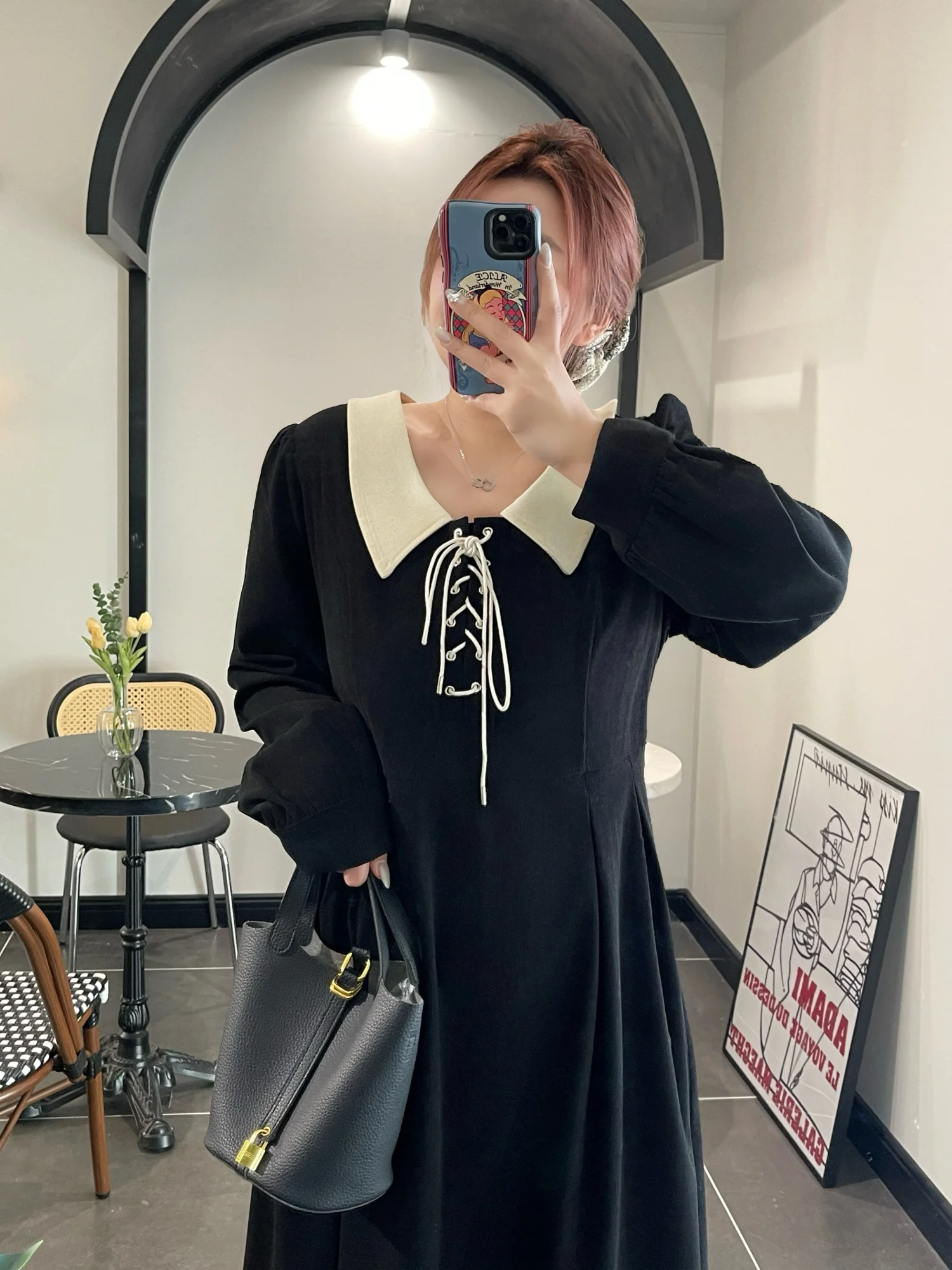 

plus Size Fashionable Winter Dress Elegant Personality plus Sister Slimming Versatile A-Line Midi Dress Long Sleeve Collar