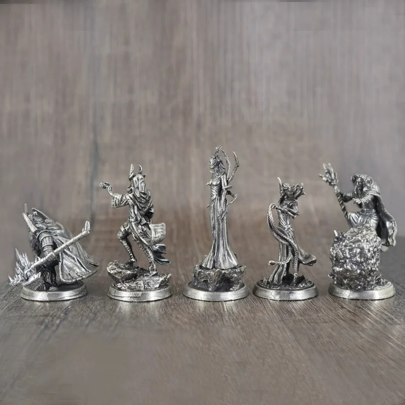 White Copper Mini Soldier Figures War Chess Model Tabletop Game Pieces Vintage Army Legion Desktop Decor Ornament view 5