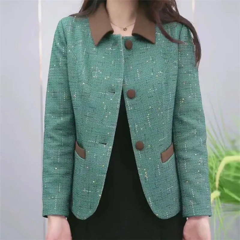 Damenbekleidung, einreihiger Jackenmantel, neuer Winter, langärmelig, Taschen-Oberbekleidung, kurzes Oberteil, Straße, elegant, 2025, weibliche Jacke