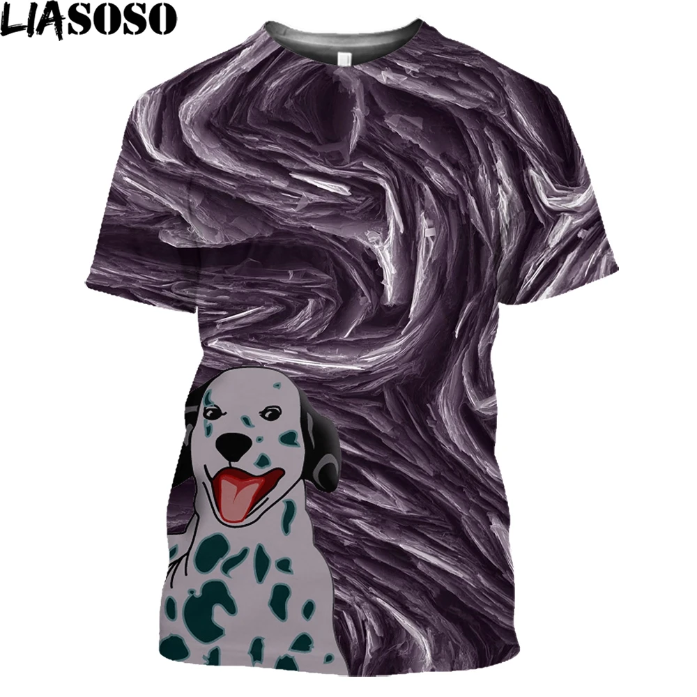 

LIASOSO Pop Thread Art Dog Patchwork 3D Men's T-Shirt Print Harakuju T-Shirt Streetwear Tops Unisex Oversized T-shirts Trend Top