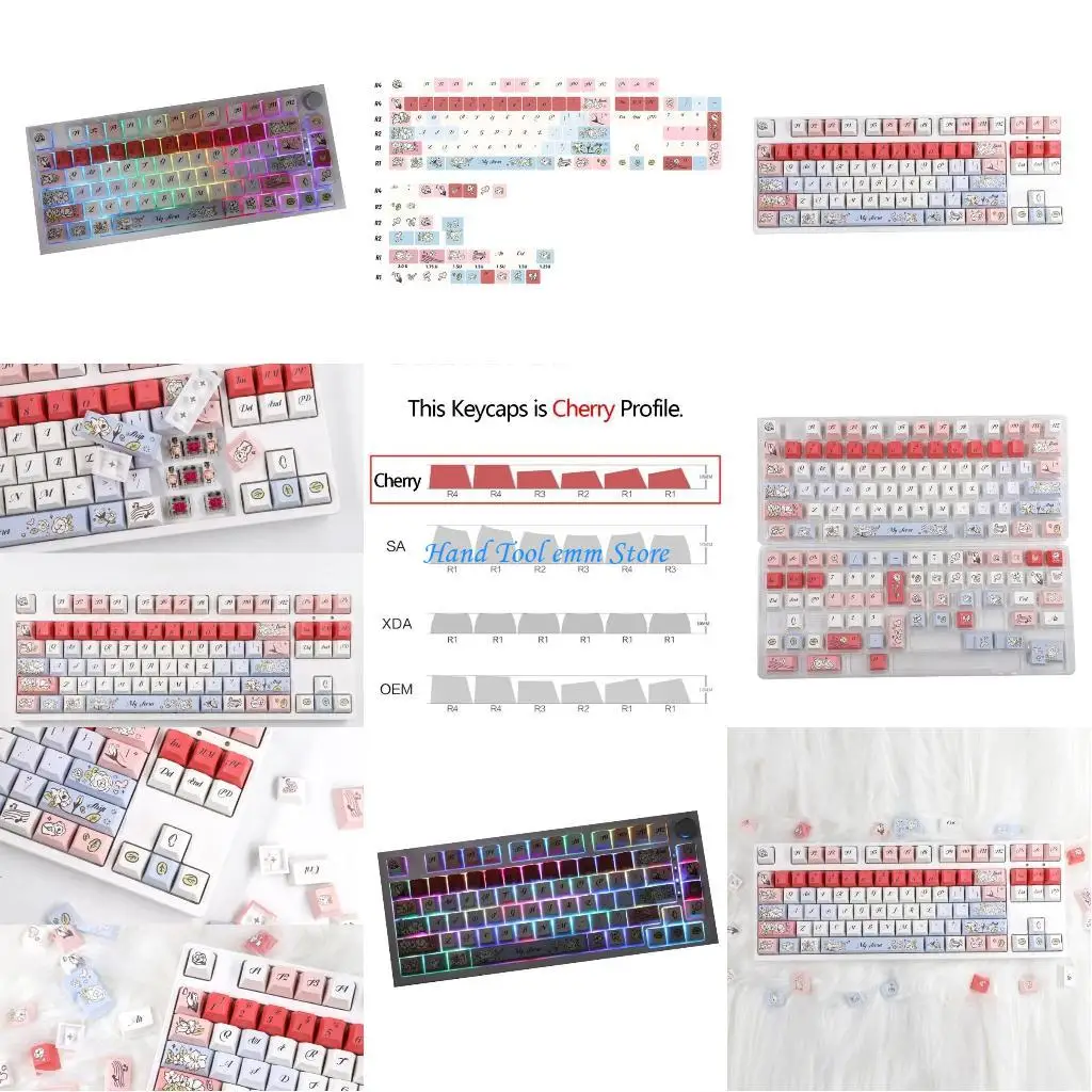 

H37F PBT Keycaps 137 Flower Keycaps Dye Sublimations Keycaps Cherry Profile