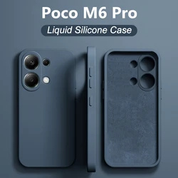 Poco m6 pocom6 pro fall original quadratische flüssige silikon telefon hülle für xiaomi poco m6 m 6 pro pocom6 m6pro stoß feste rückseite