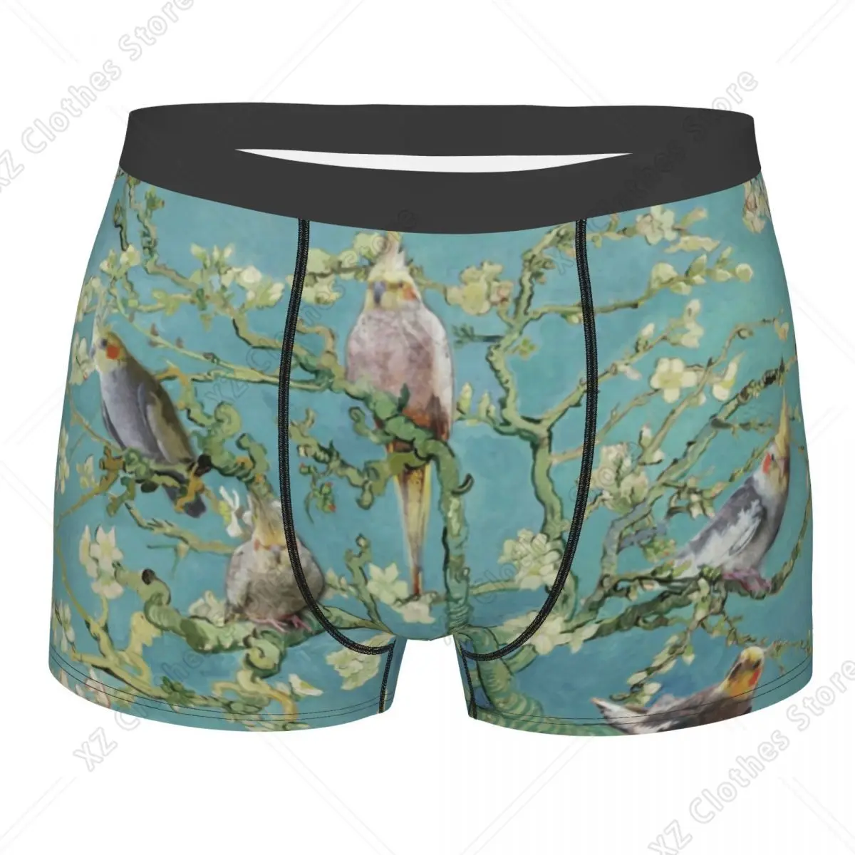 Custom Birds Cherry Blossom Flowers Boxers Shorts Men's Parrot Bird Briefs Underwear Cool Underpants
