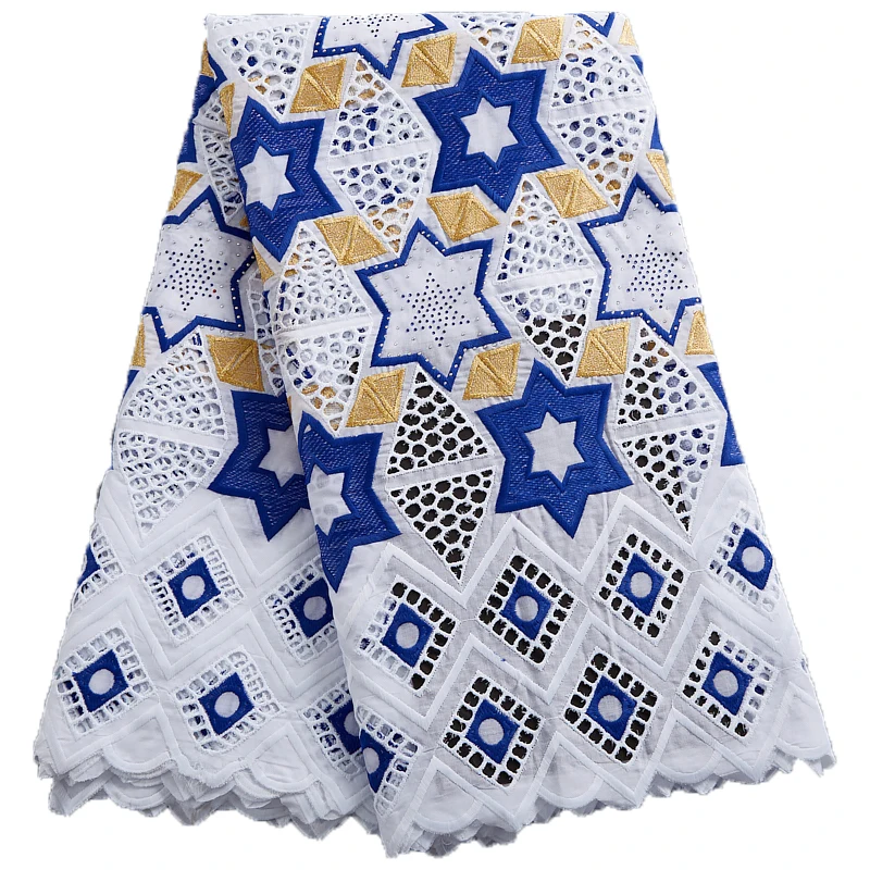 

African Cotton Lace Fabric 2024 High Quality Nigerian Embroidery Dry swiss Lace Fabric For Evening Prom Dress F2447