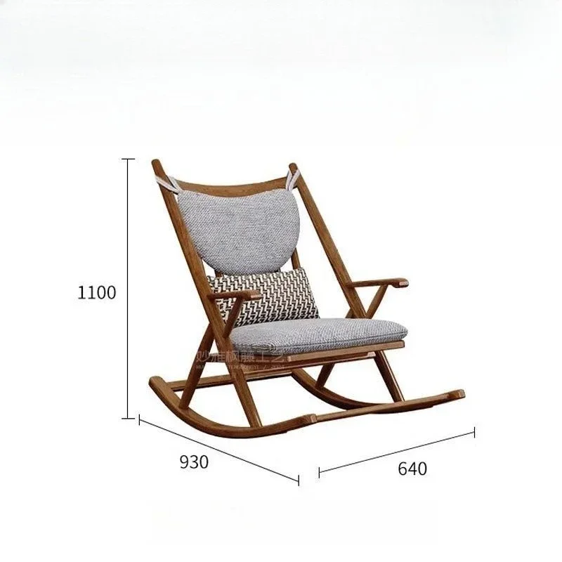 Mecedora de madera maciza reclinable para adultos, balcón, hogar, ocio, dormitorio, sofá individual, mecedora perezosa para celebridades de Internet