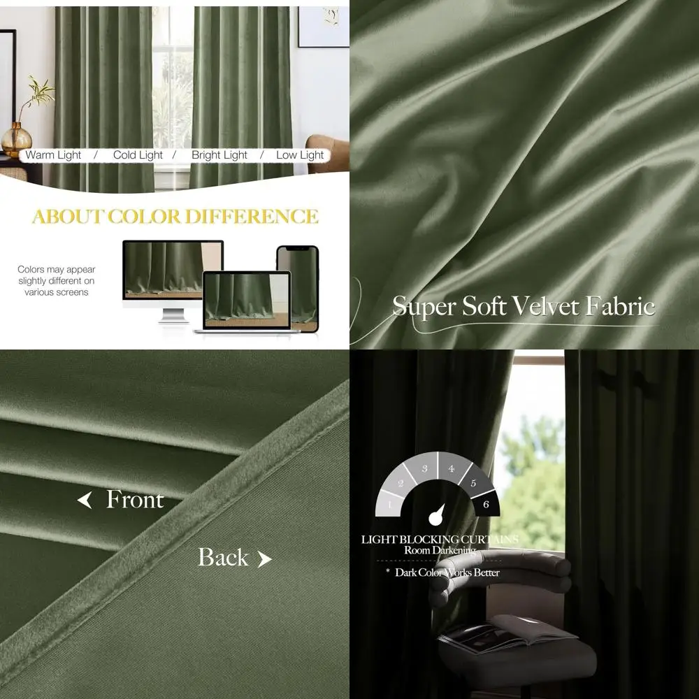 

Элегантные бархатные шторы цвета шалфейной зелени, длина 144 дюйма, ширина 52 дюйма, идеально подходят для кинотеатров и театров