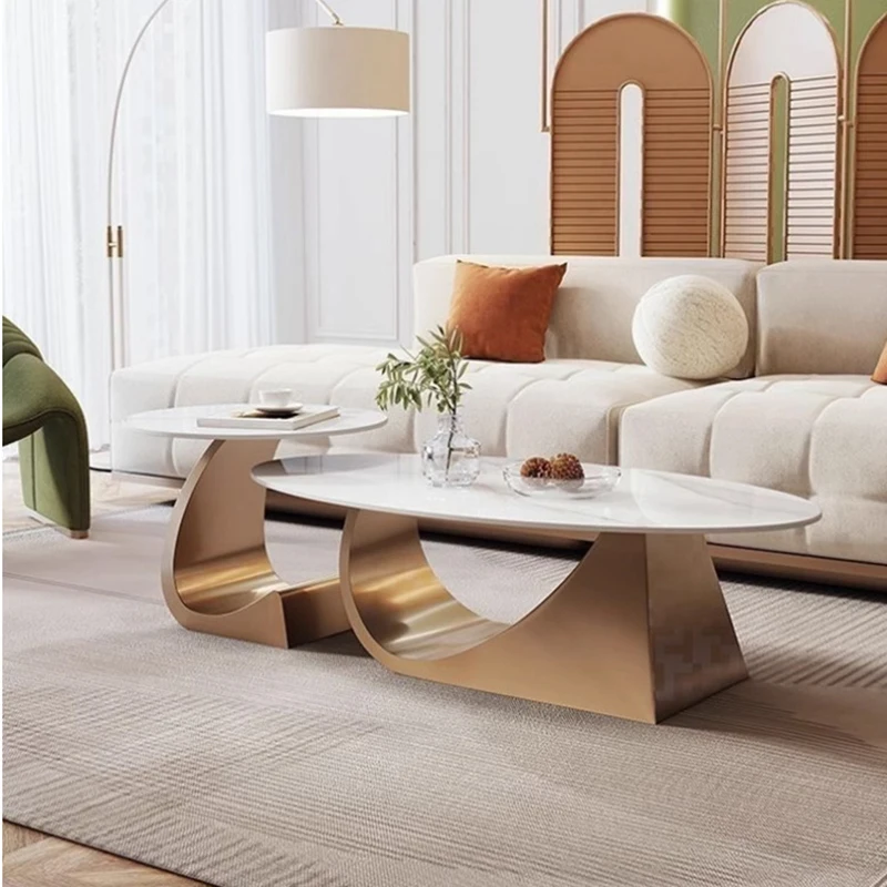 

Nordic Creative Rock plate Coffee Table Set Oval Living Room Designer's Irregular - Shaped Coffee Tables Home Furniture FYCT