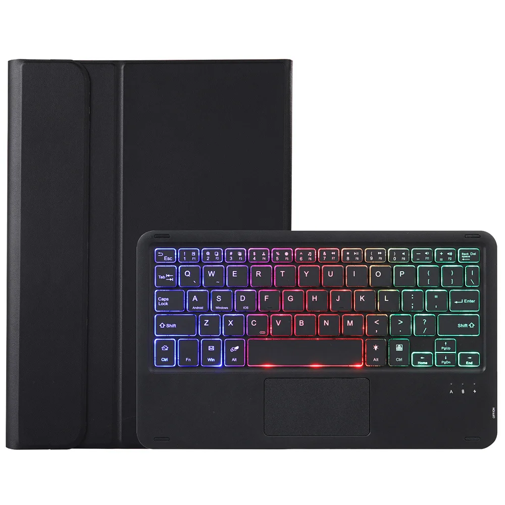 

OP14-AS Backlit Touchpad Keyboard for Oppo Pad Neo / Pad Air 2 / OnePlus Pad Go Keyboard with Leather Case - Black