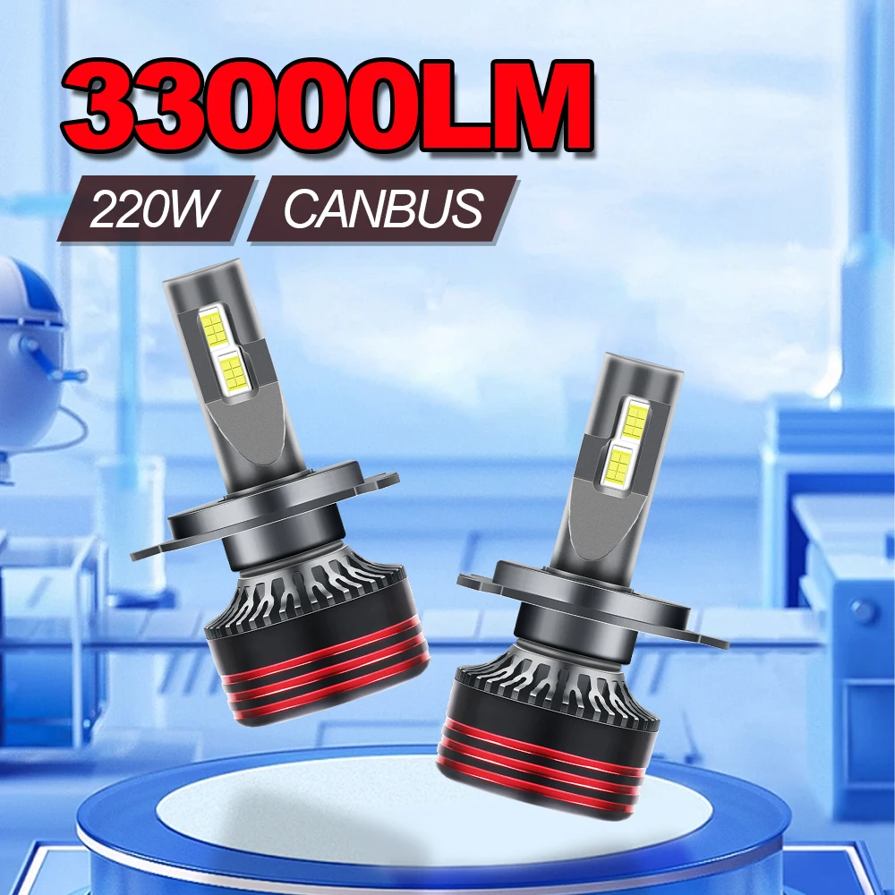 

LSlight H7 H4 LED Car Headlight 220W CANBUS Lamps H11 HB3 9005 HB4 9006 H1 H8 H9 33000LM Bulbs Double Copper Tube Luces Auto 12V