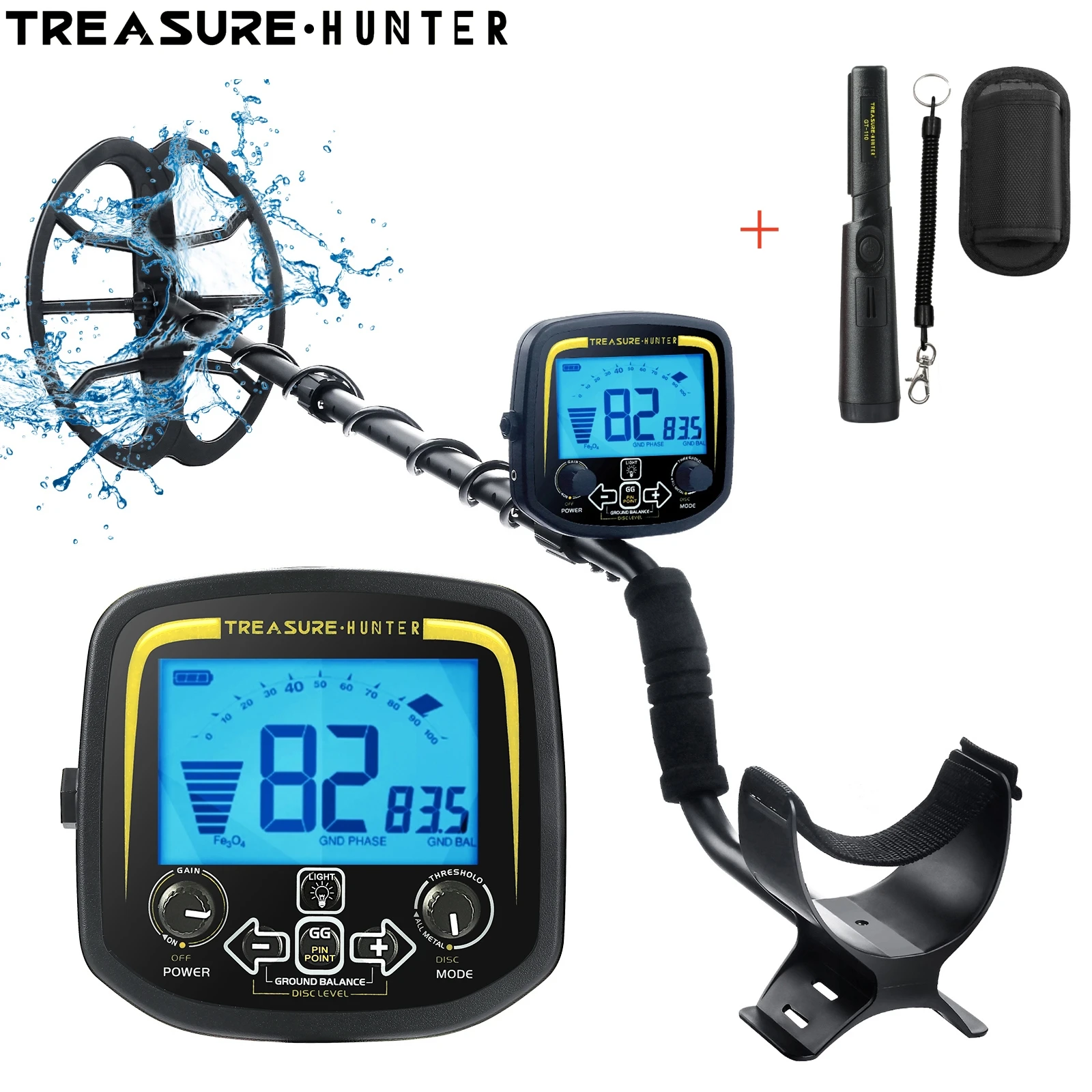 

Treasure Hunter GX850 11inch Coil Gold Metal Detector Professional Underground Waterproof Gold Detector Pinpointer Sensitive