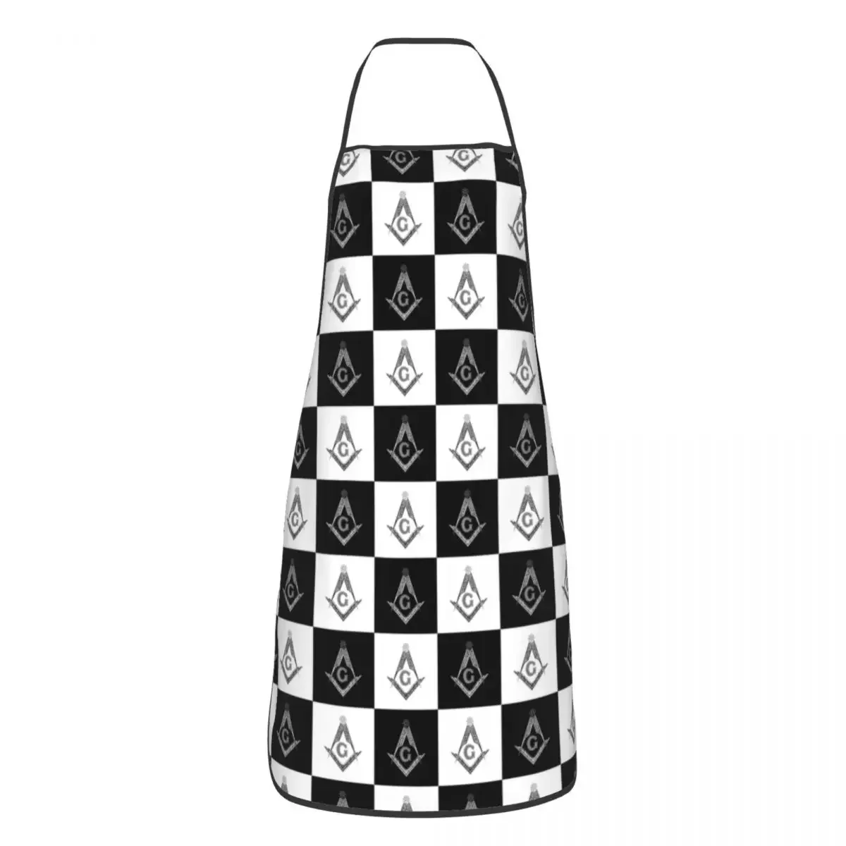 Freemason Checkered Pattern Apron Women Men Unisex Bib Freemasonry Masonic Kitchen Cooking Tablier Cuisine Chef Gardening