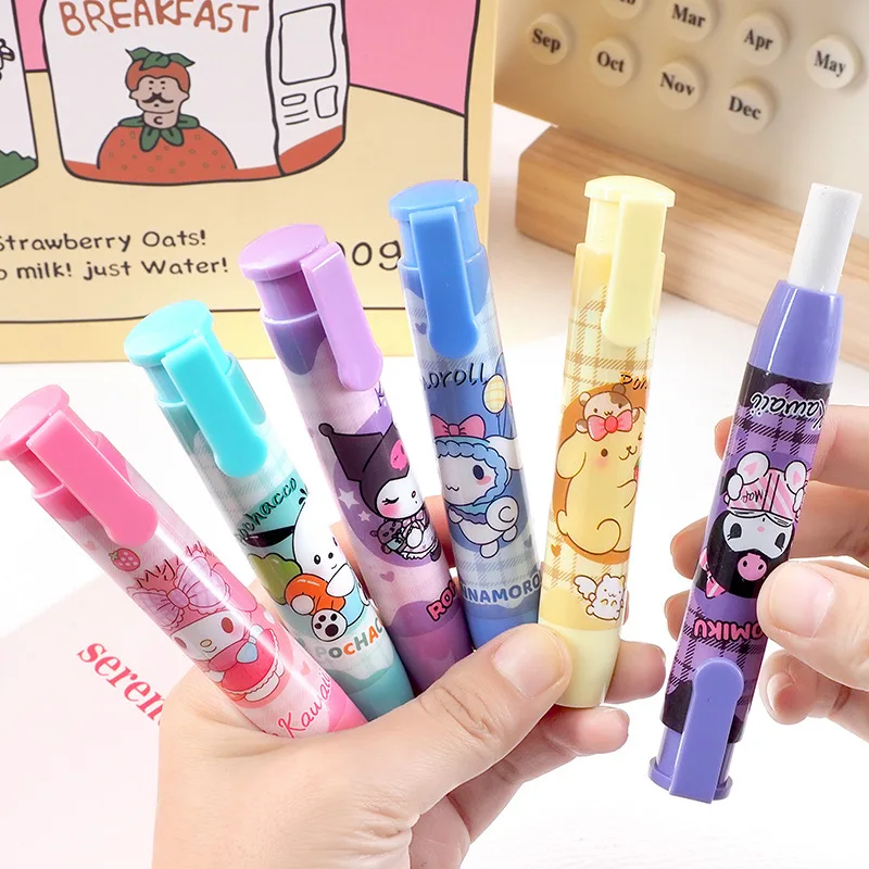 24 pcs/lot Sanrio Kawaii Animal Press Eraser Cute Writing Drawing Rubber Pencil Erasers Stationery School Supplies