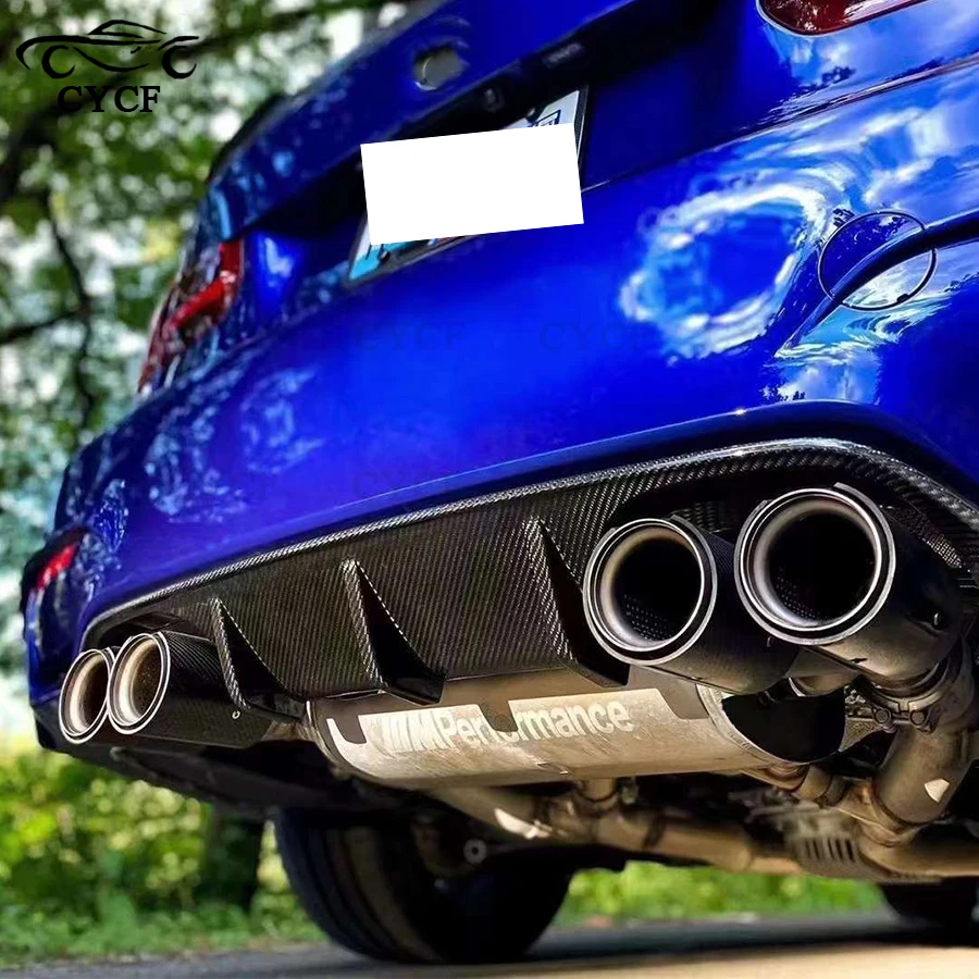 For BMW M3 M4 F80 F82 F83 2014-2020 MP Style Carbon Fiber Rear Lip Diffuser Competitive Style Back Bumper Hugger Spoiler