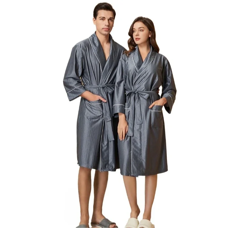 

2025 Новый водопоглощающий спальный халат для пар, весенне-осенний тонкий халат, средний и длинный халат для пар
