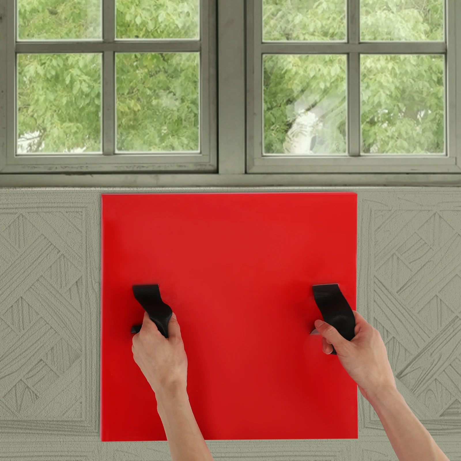 

Red Square Concrete Texture Mat, PU Manual Concrete Stamp Mat 41.4*41.4*1.5cm for Walls or Ground