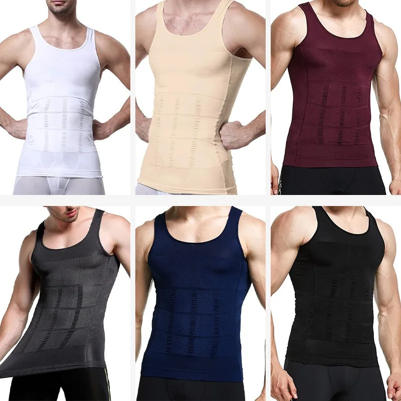 Sports T-shirt Men's Vest Compression Underwear Body Shaper Corset Top Abdomen Slimming Shapewear Gym Exercise Fat Burn Fitness