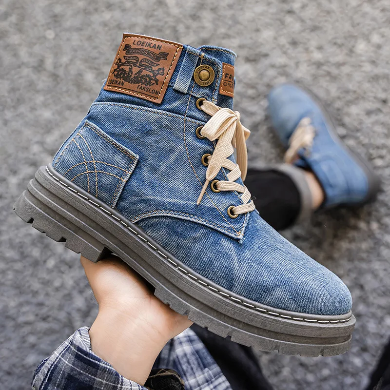 

Fashion Men Boots Autumn Canvas Casual Boot Designer Ankle Boots for Man Ventilate Riding Boot Durable Work Shoes Zapatos Hombre