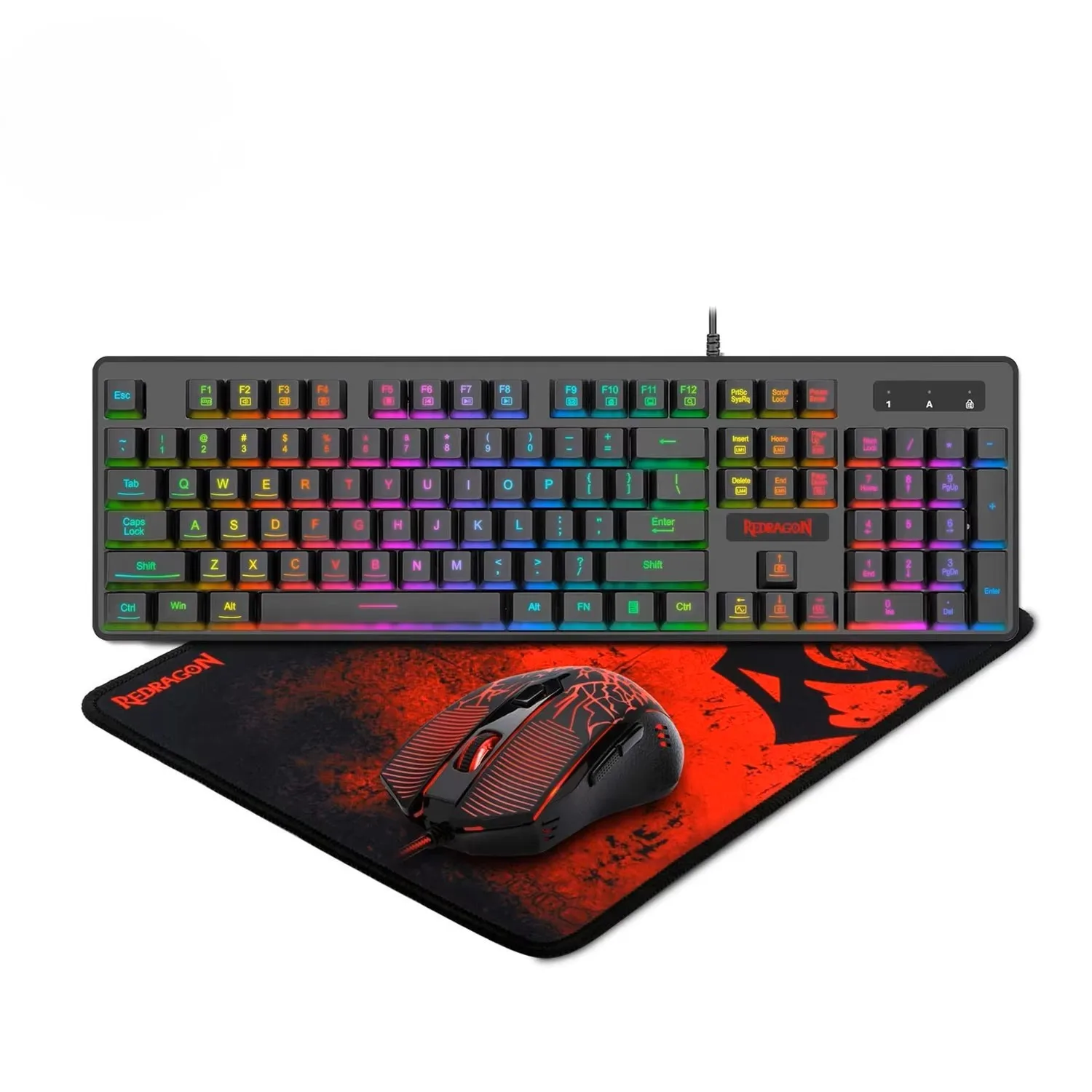 Redragon S107 RGB Gaming Keyboard & Mouse Combo with Large Mouse Pad – Mechanical Feel, 3200 DPI, Backlit, for Windows PC