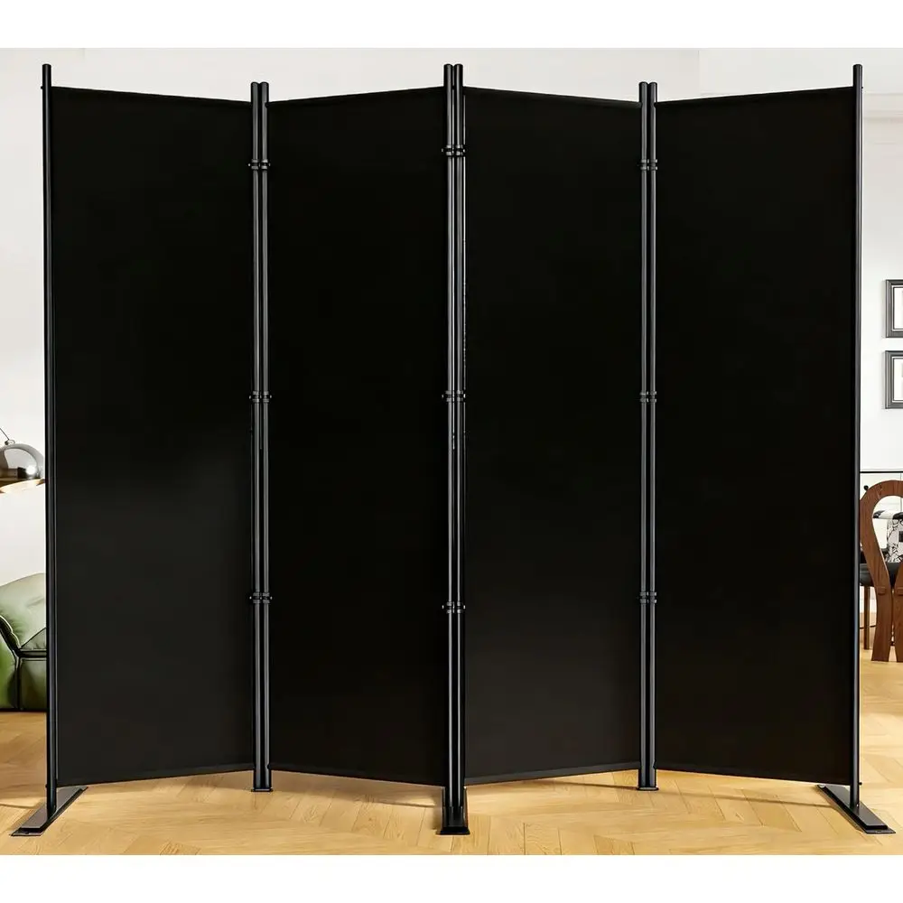 4-Panel Black Room Divider for Privacy, 88 Wide, Portable and Freestanding Wall Divider for Home, Dorm, or Office