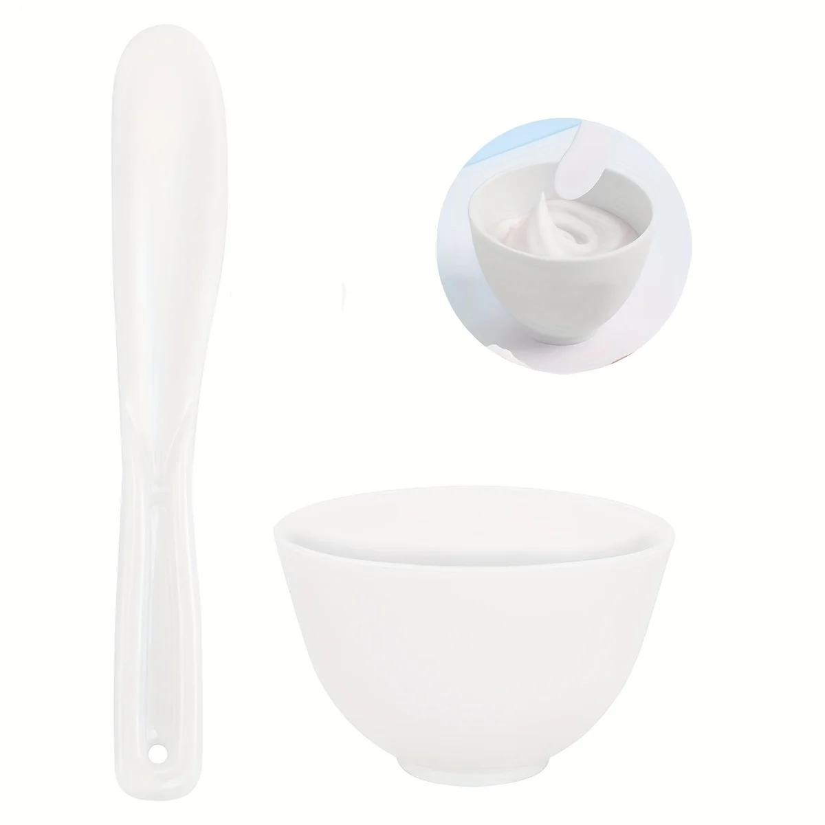 10-Piece DIY Facial Mask Mixing Set, 5 White Mask Bowls + 5 Mask Mixers, Suitable for Mud Masks, Cream Masks, and Daily Skincare