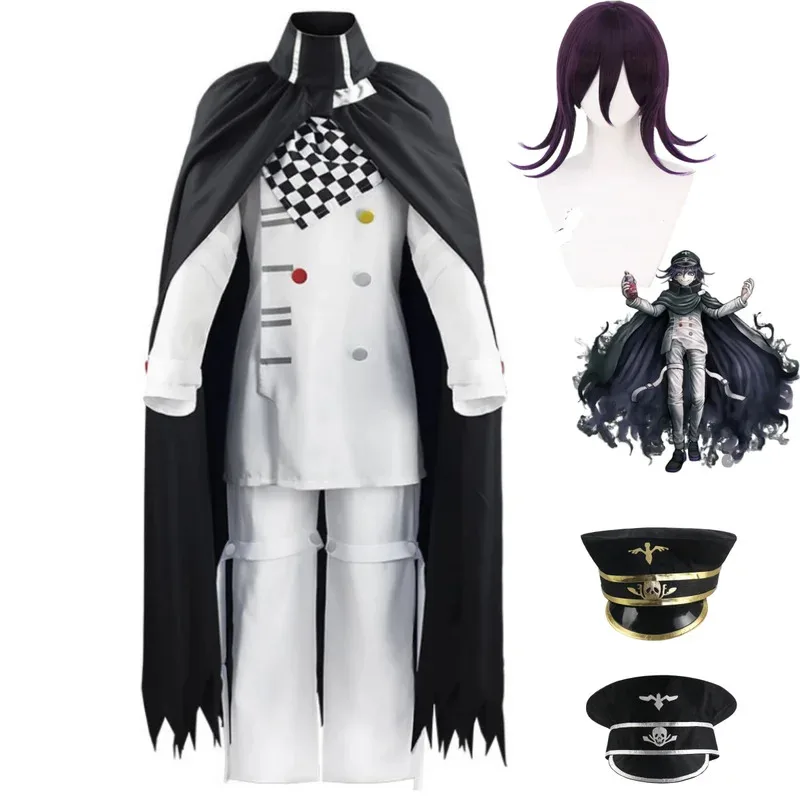 Fantasia de cosplay e peruca para o jogo de anime "Kokichi Oma", adequada para festas de Halloween e Natal