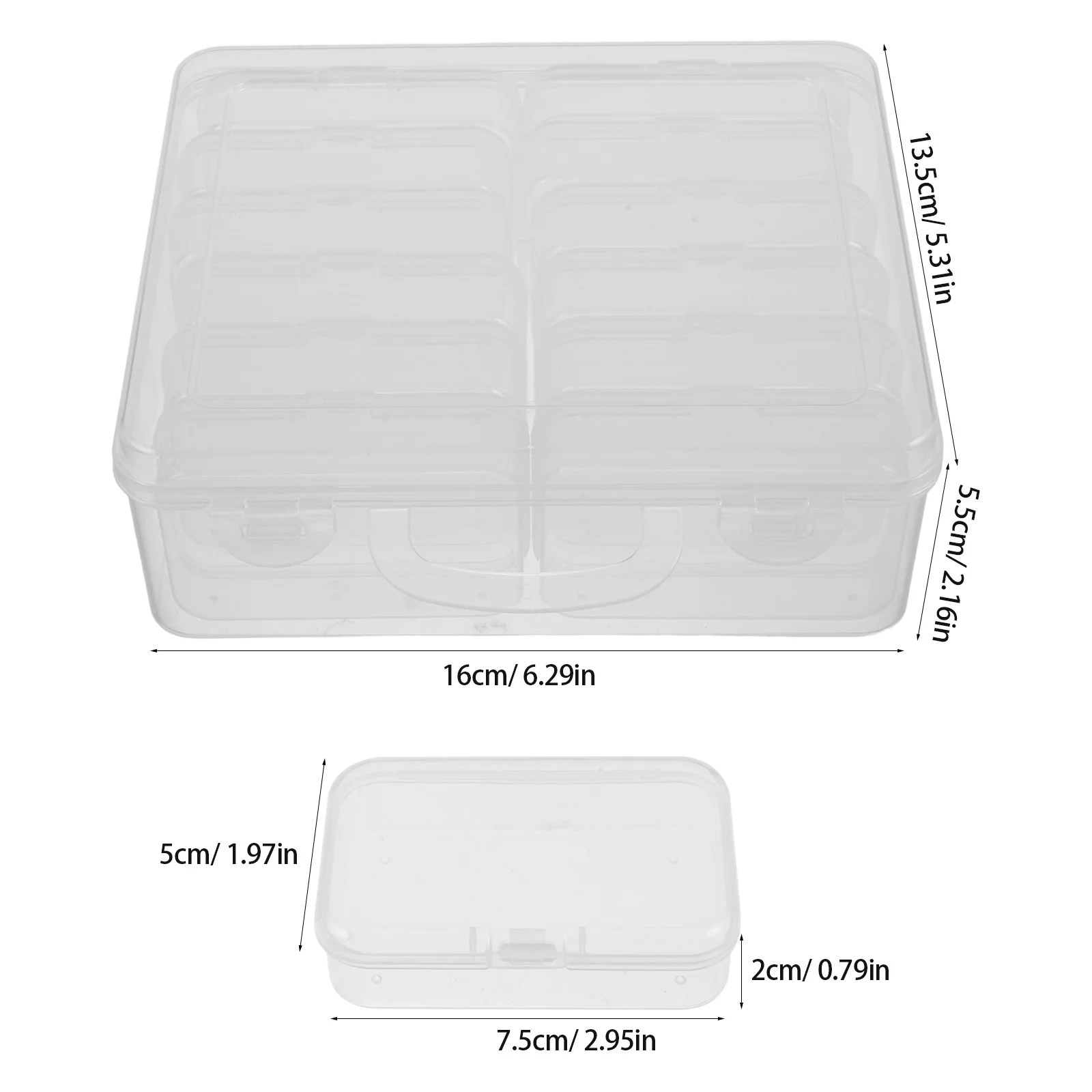 12pcs Plastic Jewelry Box Large Capacity Clear Storage Container Multiple Compartments Rings Earrings Necklaces Bracelets