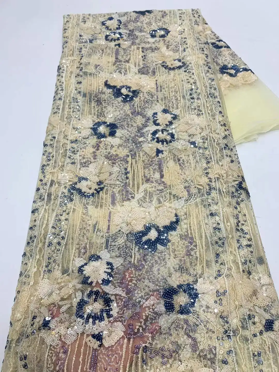 2025 novo tecido de renda de luxo africano 5 jardas francês nigeriano noiva moda lantejoulas tecidos de renda para vestidos de festa costurar-xx