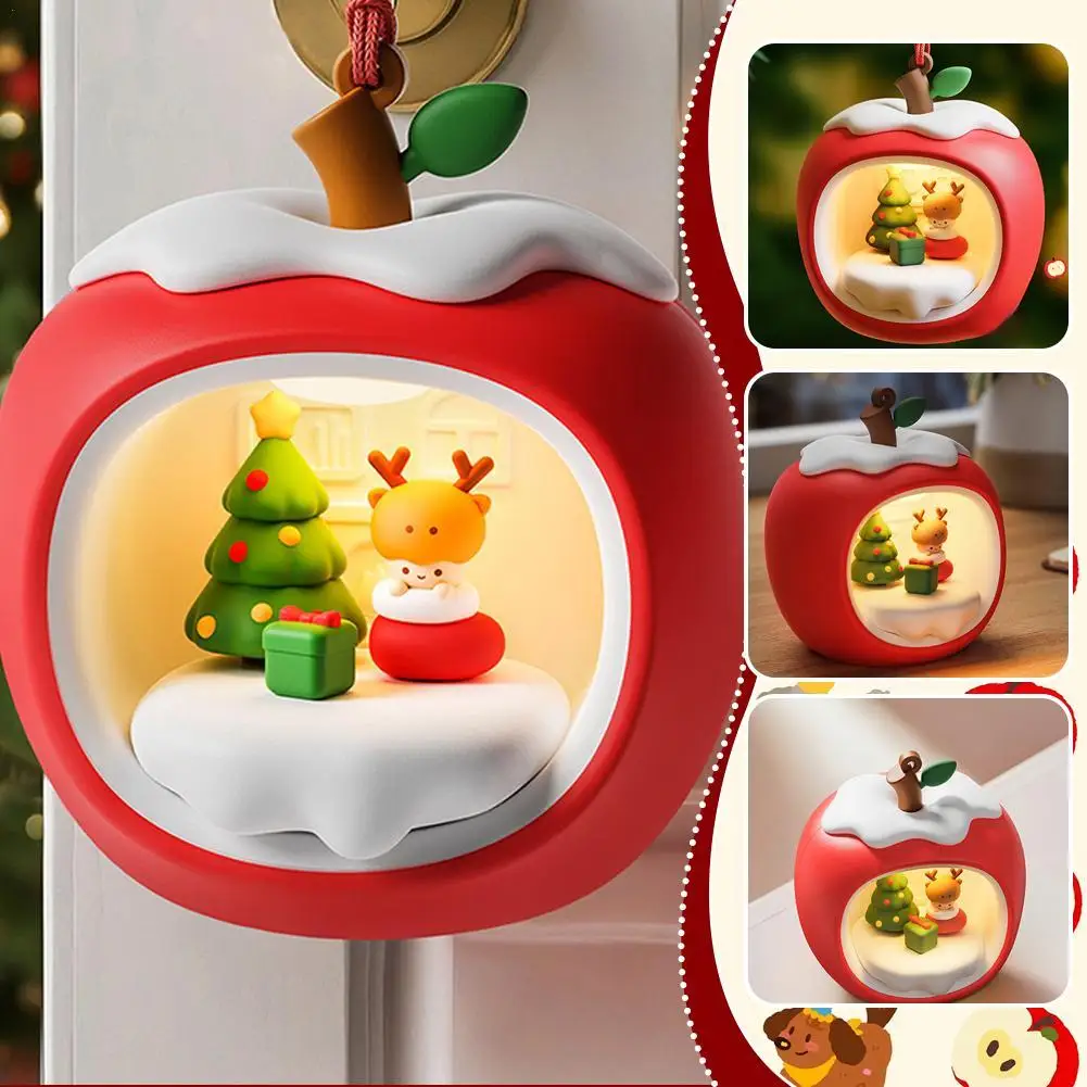 Christmas Atmosphere Lights USB Rechargeable Apple-shaped Ambient Indoor Bedside Sleeping Night Lights