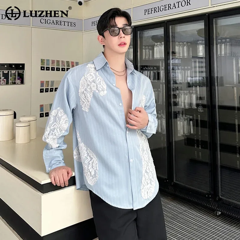 

LUZHEN 2025 Autumn New Embroidery Pattern Patchwork Long Sleeve Shirts Men's Fashion Elegant Handsome Casual Male Clothes JY4240