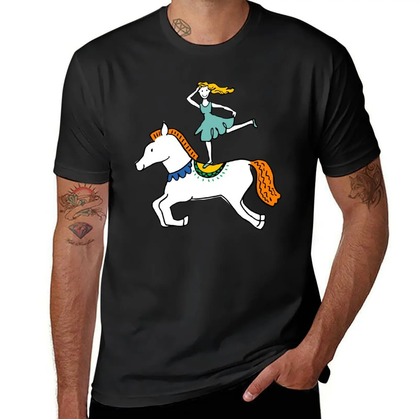 

Retro Circus with Strong Man, Seals, Horse Rider and Clowns T-Shirt topping mens t shirts casual stylish