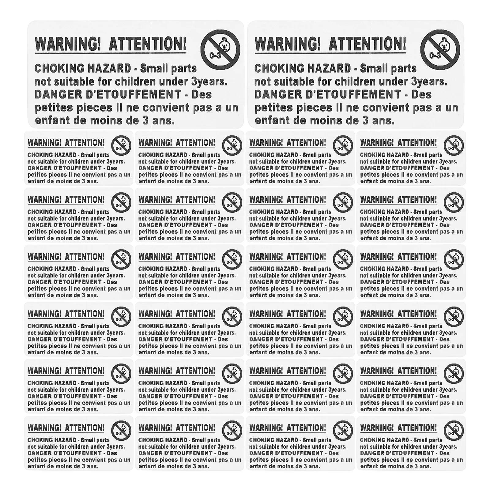 

200Pcs Self Adhesive Choking Hazard Warning Labels High Visibility Packing Stickers Not for Children Under 3 Safety Decals
