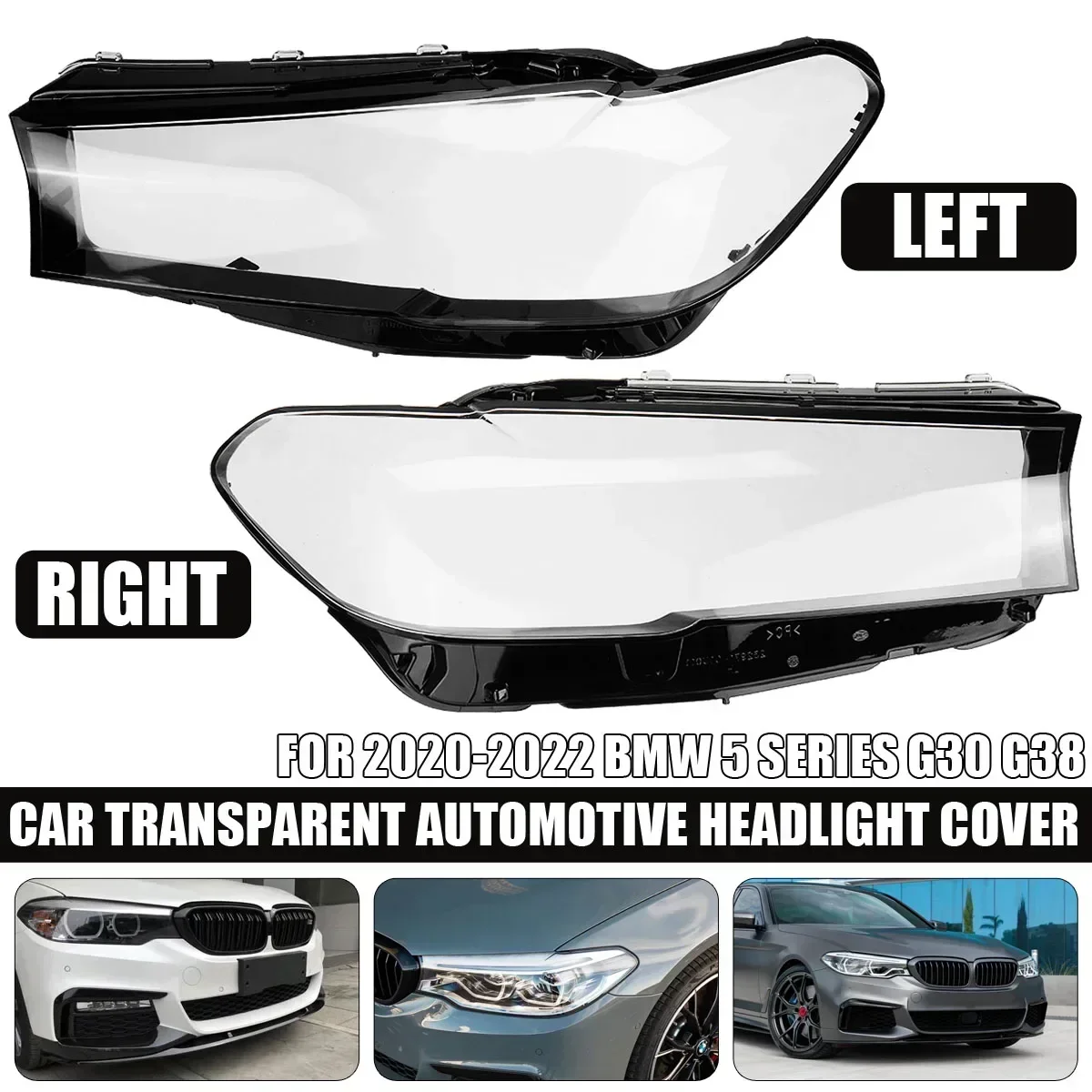 Car Front Headlight Glass Headlamps Transparent Lampshade Lamp Headlight Cover Lens For BMW 5 Series G30 G38 2020-2022 Body Kit