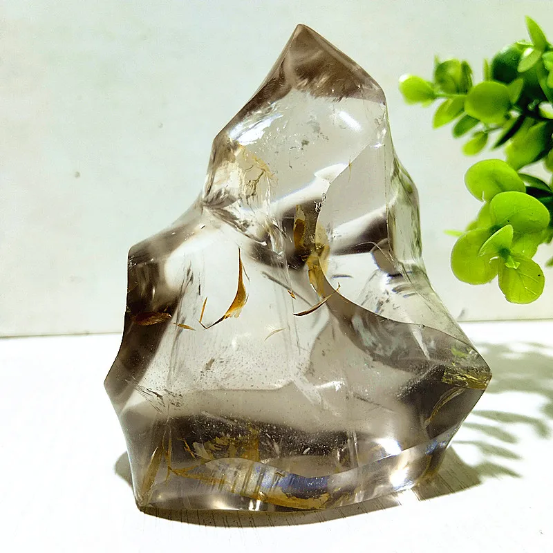 Natural Stone Smoked Quartz Crystal Torch Ice Cream Spiritual Meditation Chakra Reiki Healing Home Room Decoration