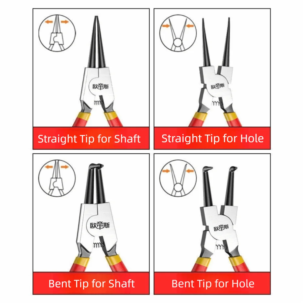 

Chromium Vanadium Steel Expansion Pliers Dual-purpose Inner Bend Circlip Pliers Straight Bent Long Nose Card Pliers